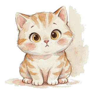 一只水彩画风格的小猫宠物形象
